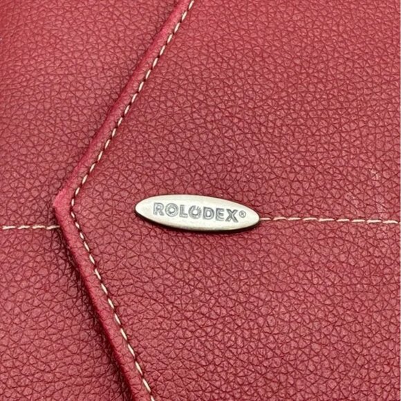 Rolodex Maroon Leather Business Card Binder Portfolio Zip Notebook - Picture 3 of 6